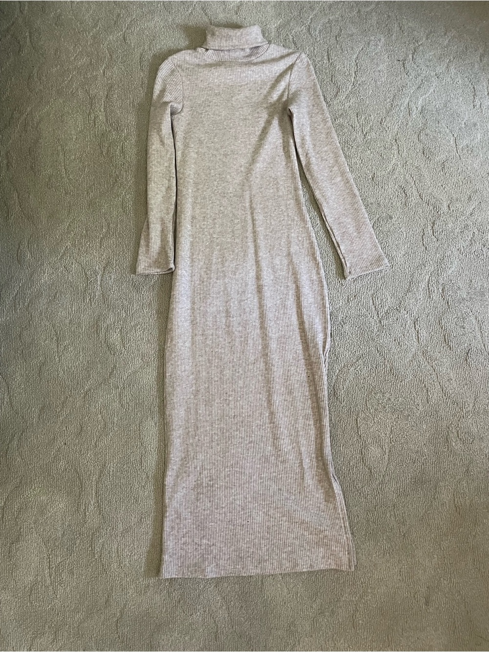 Mango Neutral Beige Long Sleeve Turtleneck Maxi Dress
